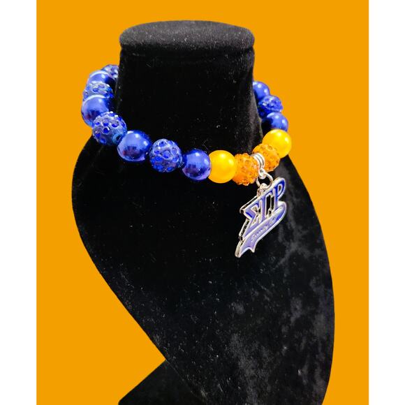 Sigma Gamma Rho Bracelet Blue and Gold with Pendant Logo - Picture 3 of 5